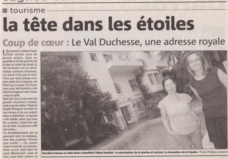 Nice Matin (regional paper) Hotel Val Duchesse Cagnes sur Mer