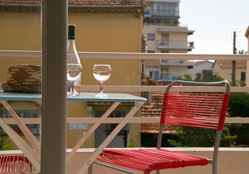 The terrace of an apartment of the hotel Val Duchesse in Cagnes sur Mer